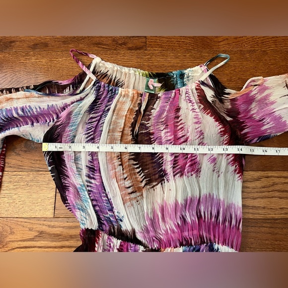 Anthropologie Pinkerton Multicolor Cold Shoulder Sheer Silk Sz S - Picture 9 of 11